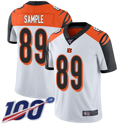 Cincinnati Bengals Limited White Men Drew Sample Road Jersey NFL Footballl #89 100th Season Vapor Untouchable